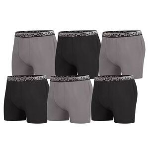 Atlas For Men Mens Plain Stretch Boxer Shorts (Pack of 6) / Black/Gray